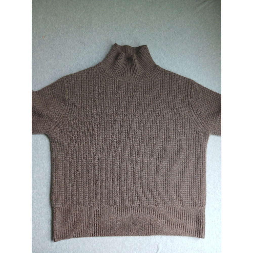 White Warren Cashmere Sweater Medium Waffle Knit Pullover Turtleneck Cozy Luxury - Picture 5 of 13